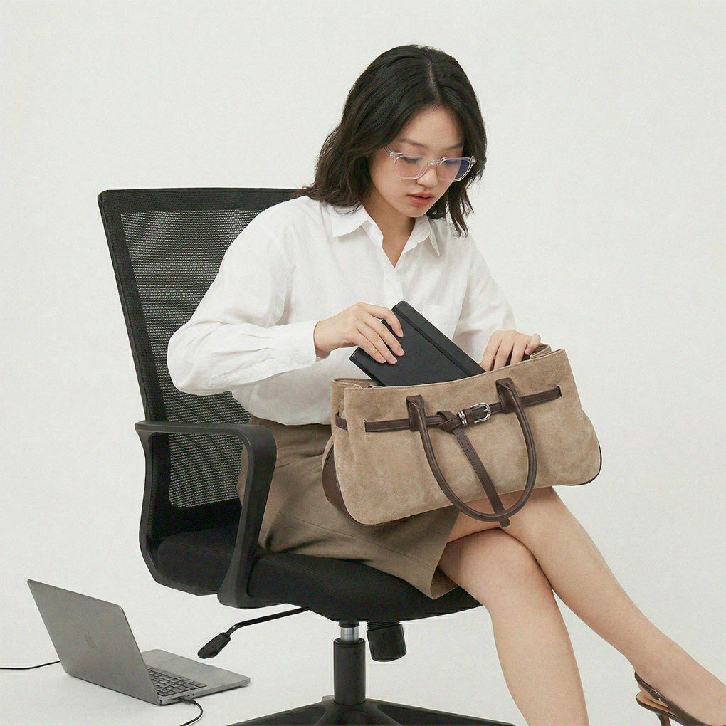 Gia Belted Suede Bag